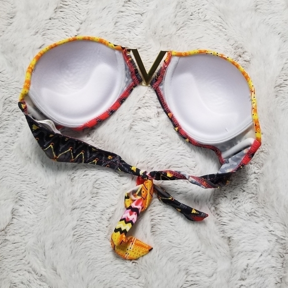 Luxe Apothetique Black Orange Bikini Bandeau Top M - Picture 5 of 8